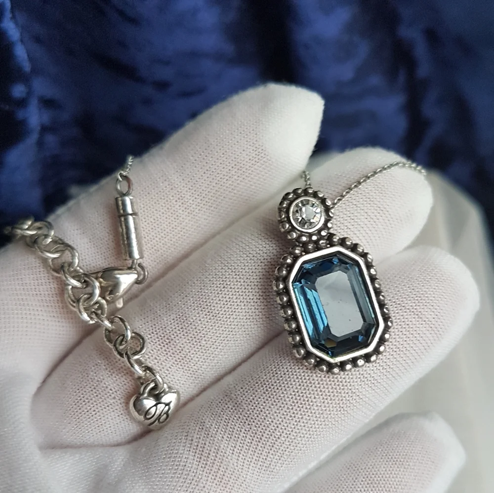 Brighton Le Ritz Navy Blue Swarovski Elements Emerald-cut Pendant Necklace NEW